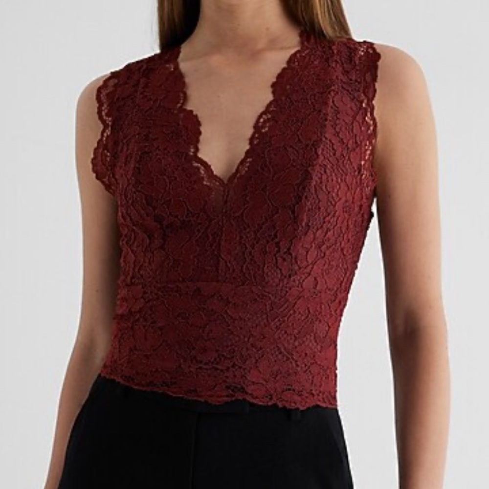 Express maroon lace blouse